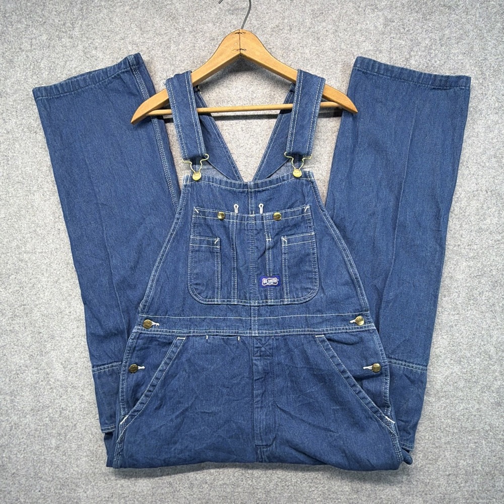 Big Smith Overalls Men 32x30 Blue Denim Bib Carpenter Farmer Utility Painter